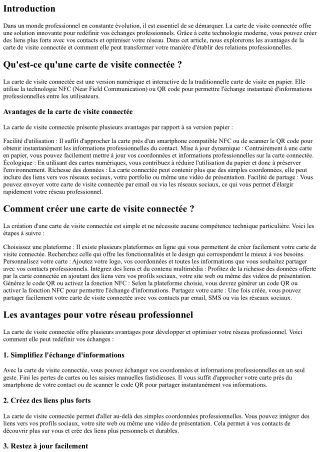 Redéfinissez vos Échanges Professionnels grâce à la Carte de Visite Connectée