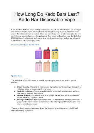 How Long Do Kado Bars Last Kado Bar Disposable Vape