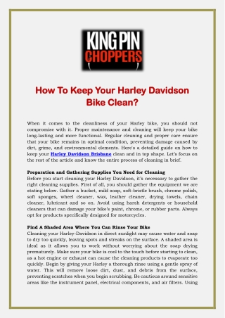 How To Keep Your Harley Davidson Bike Clean