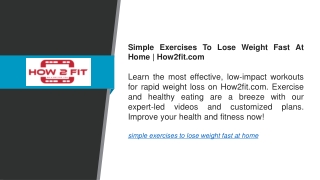 Simple Exercises To Lose Weight Fast At Home  How2fit.com