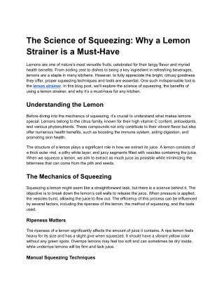 The Science of Squeezing- Why a Lemon Strainer is a Must-Have