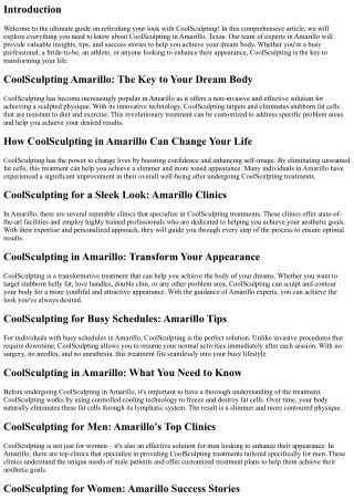 Refresh Your Look with CoolSculpting: A Guide from Amarillo Experts