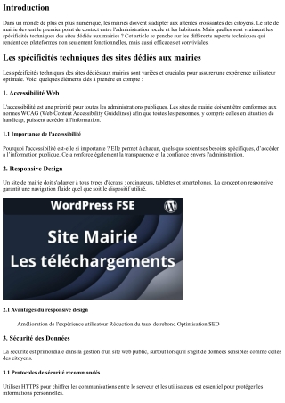 Les spécificités techniques des sites dédiés aux mairies