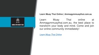 Learn Muay Thai Online  Ammagymmuaythai.com.au