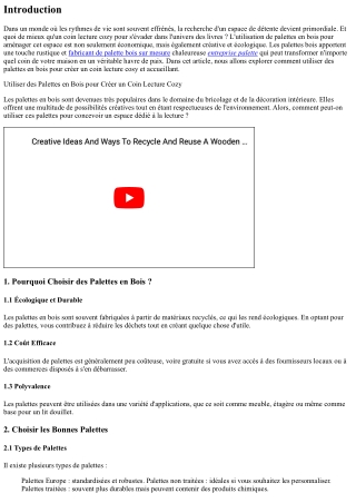 Utiliser des Palettes en Bois pour Créer un Coin Lecture Cozy