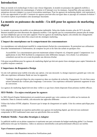 La montée en puissance du mobile : Un défi pour les agences de marketing digital