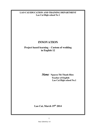 Project based learning – Custom of wedding in English 12
