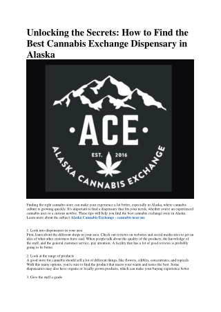 Alaska Cannabis Exchange Dispensary