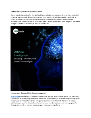 AI for Disaster Management in the UAE