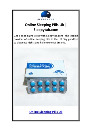 Online Sleeping Pills Uk  Sleepytab.com