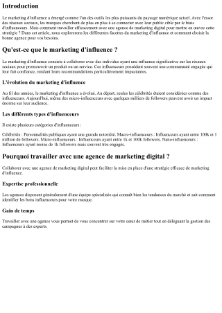 Marketing d'influence : Comment travailler avec une agence de marketing digital