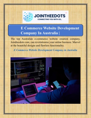 E Commerce Website Development Company In Australia | Jointheedots.com