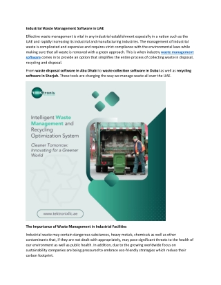 Industrial Waste Management Software in UAE