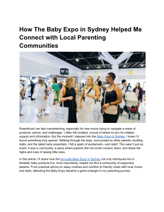 How The Baby Expo in Sydney Helped Me Connect with Local Parenting Communities