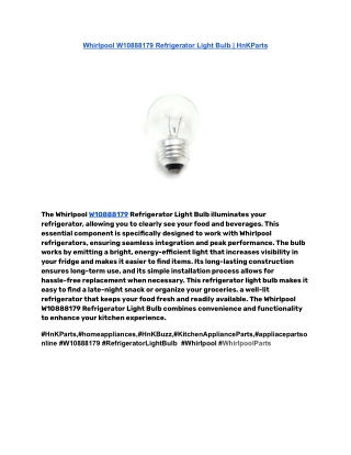 Whirlpool W10888179 Refrigerator Light Bulb _ HnKParts