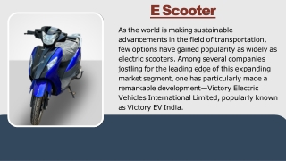 E Scooter manufacturer in India