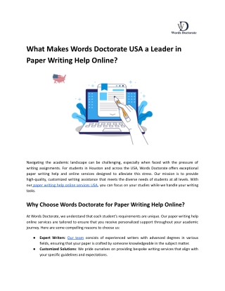 What Makes Words Doctorate USA a Leader in Paper Writing Help Online