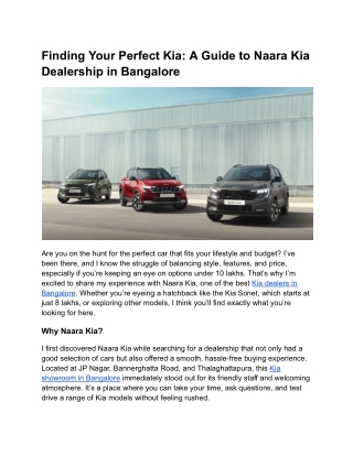 Finding Your Perfect Kia_ A Guide to Naara Kia Dealership in Bangalore