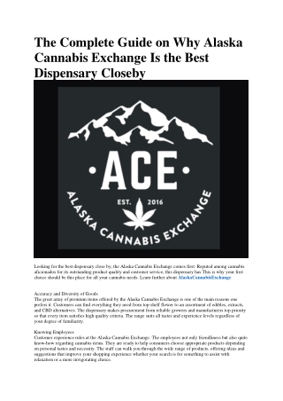Alaska Cannabis Exchange Dispensary
