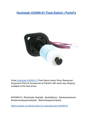Hoshizaki 435490-01 Float Switch _ PartsFe