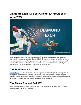 Diamond Exch ID_ Best Cricket ID Provider in India 2024