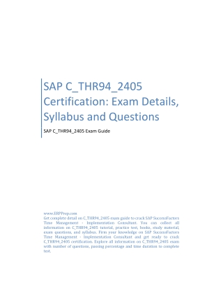 SAP C_THR94_2405 Certification: Exam Details, Syllabus and Questions