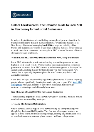 Unlock Local Success The Ultimate Guide to Local SEO in New Jersey for Industrial Businesses