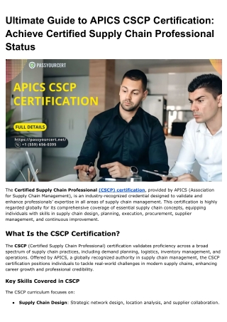 Ultimate Guide to APICS CSCP Certification_ Achieve Certified Supply Chain Professional Status