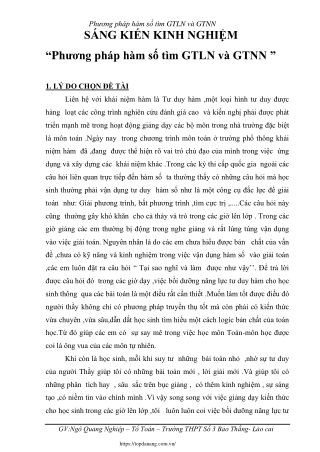 Phương pháp hàm số tìm GTLN và GTNN
