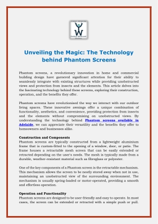 Unveiling the Magic - The Technology behind Phantom Screens