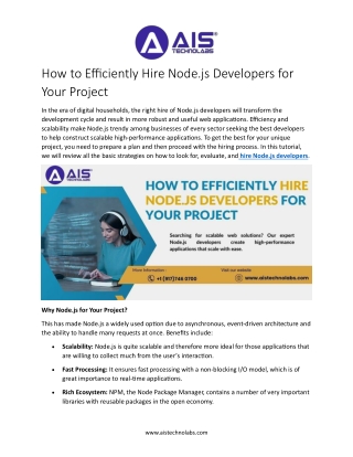 How to Efficiently Hire Node js Developers for Your Project
