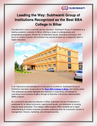 Best BBA College in Bihar