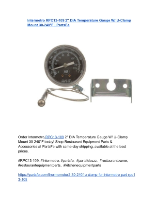 Intermetro RPC13-109 2_ DIA Temperature Gauge W_ U-Clamp Mount 30-240°F _ PartsFe
