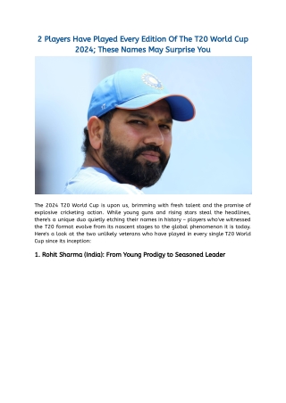 2 Players Have Played Every Edition Of The T20 World Cup 2024