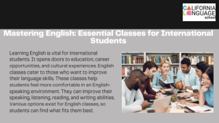 English Classes for International Students  California Language School