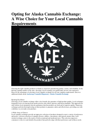 Alaska Cannabis Exchange Dispensary