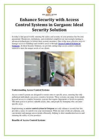 Top Access Control Systems in Gurgaon for Business Security