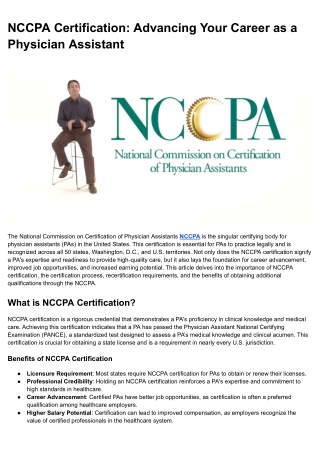 NCCPA Certification_ Advancing Your Career as a Physician Assistant