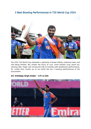 3 Best Bowling Performances In T20 World Cup 2024