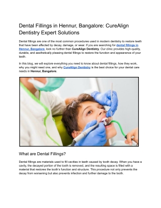 Dental Fillings in Hennur, Bangalore_ CureAlign Dentistry Expert Solutions