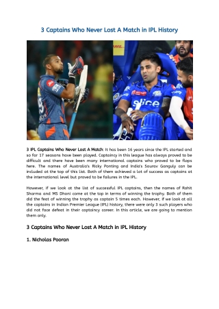 3 Captains Who Never Lost A Match in IPL History (1)