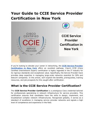 Your Guide to CCIE Service Provider Certification in New York