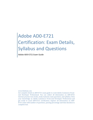 Adobe AD0-E721 Certification: Exam Details, Syllabus and Questions