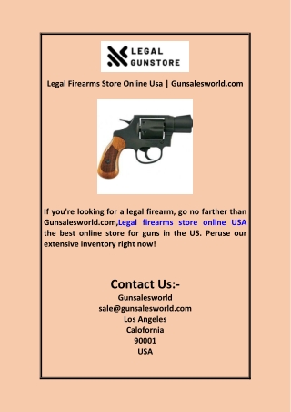 Legal Firearms Store Online Usa | Gunsalesworld.com