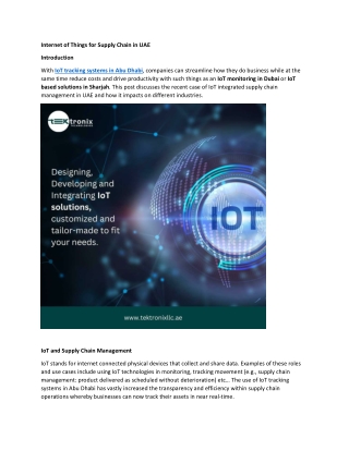 IoT for Supply Chain Management in UAE
