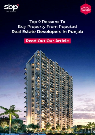 Top 9 Reasons To Buy Property From Reputed Real Estate Developers In Punjab