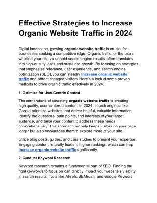 Effective Strategies to Increase Organic Website Traffic in 2024