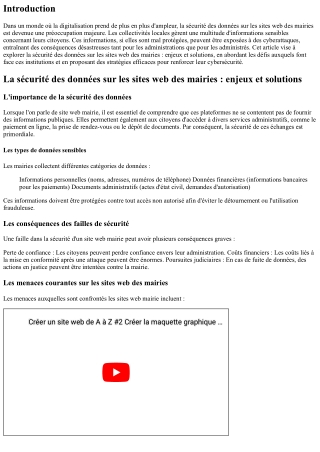 La sécurité des données sur les sites web des mairies : enjeux et solutions