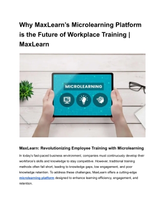 Why MaxLearn’s Microlearning Platform is the Future of Workplace Training _ MaxLearn