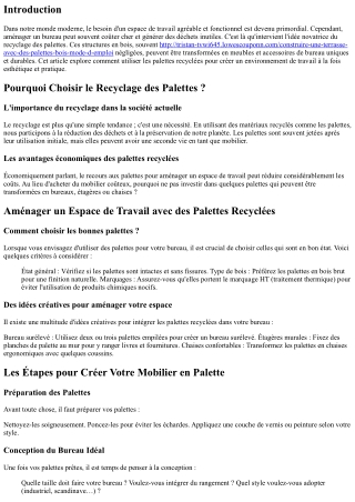 “Aménager un Espace de Travail avec des Palettes Recyclées”